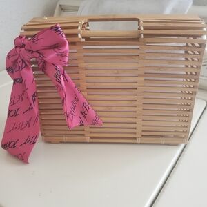 Betsey Johnson Pink Ribbon Bamboo Handbag
